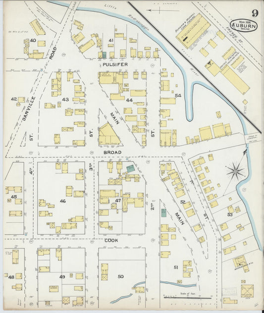 Sanborn Fire Insurance Map from Auburn, Androscoggin County, Maine (1892), Sheet #0009 - Historic Sanborn Fire Insurance Map Print, vintage old map wall art, antique decor, genealogy gift, Maine Maine map
