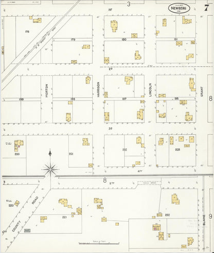 Sanborn Fire Insurance Map from Newberg, Yamhill County, Oregon (1905), Sheet #0007 - Complete Map Set gallery image, historic Sanborn map, vintage wall art, Oregon Oregon