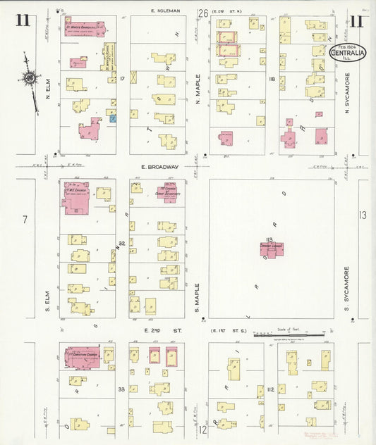 Sanborn Fire Insurance Map from Centralia, Marion, Clinton, Jefferson, and Washington Counties, Illinois (1924), Sheet #0011 - Historic Sanborn Fire Insurance Map Print, vintage old map wall art, antique decor, genealogy gift, Illinois Illinois map
