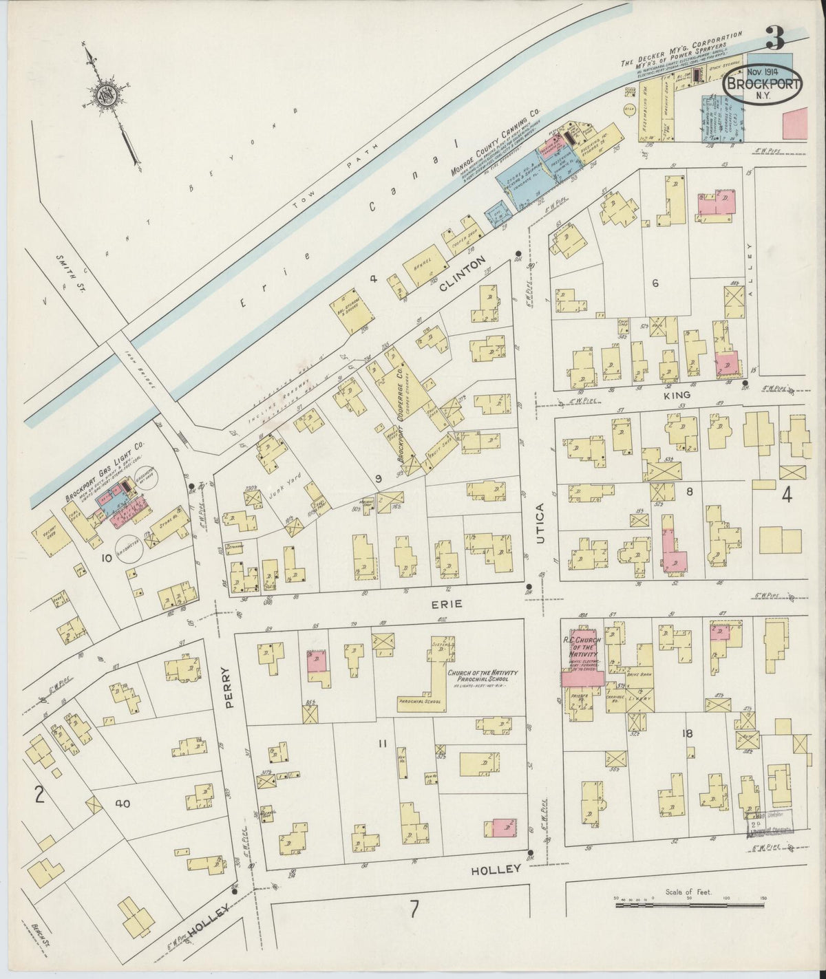 Sanborn Fire Insurance Map from Brockport, Monroe County, New York (1914), Sheet #0003 - Historic Sanborn Fire Insurance Map Print, vintage old map wall art, antique decor, genealogy gift, New York New York map