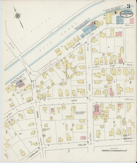 Sanborn Fire Insurance Map from Brockport, Monroe County, New York (1914), Sheet #0003 - Historic Sanborn Fire Insurance Map Print, vintage old map wall art, antique decor, genealogy gift, New York New York map