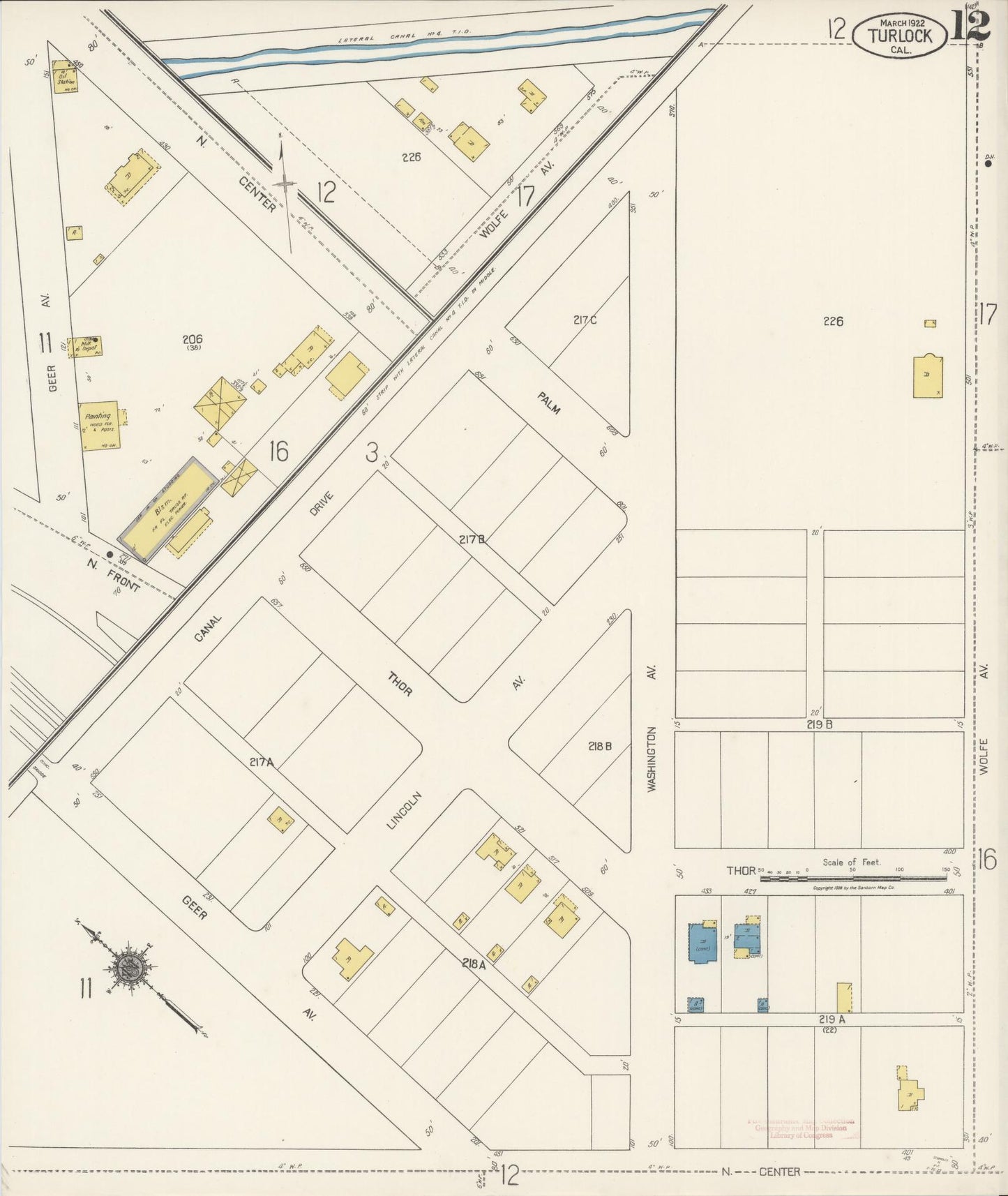 Sanborn Fire Insurance Map from Turlock, Stanislaus County, California (1922), Sheet #0012 - Complete Map Set gallery image, historic Sanborn map, vintage wall art, California California