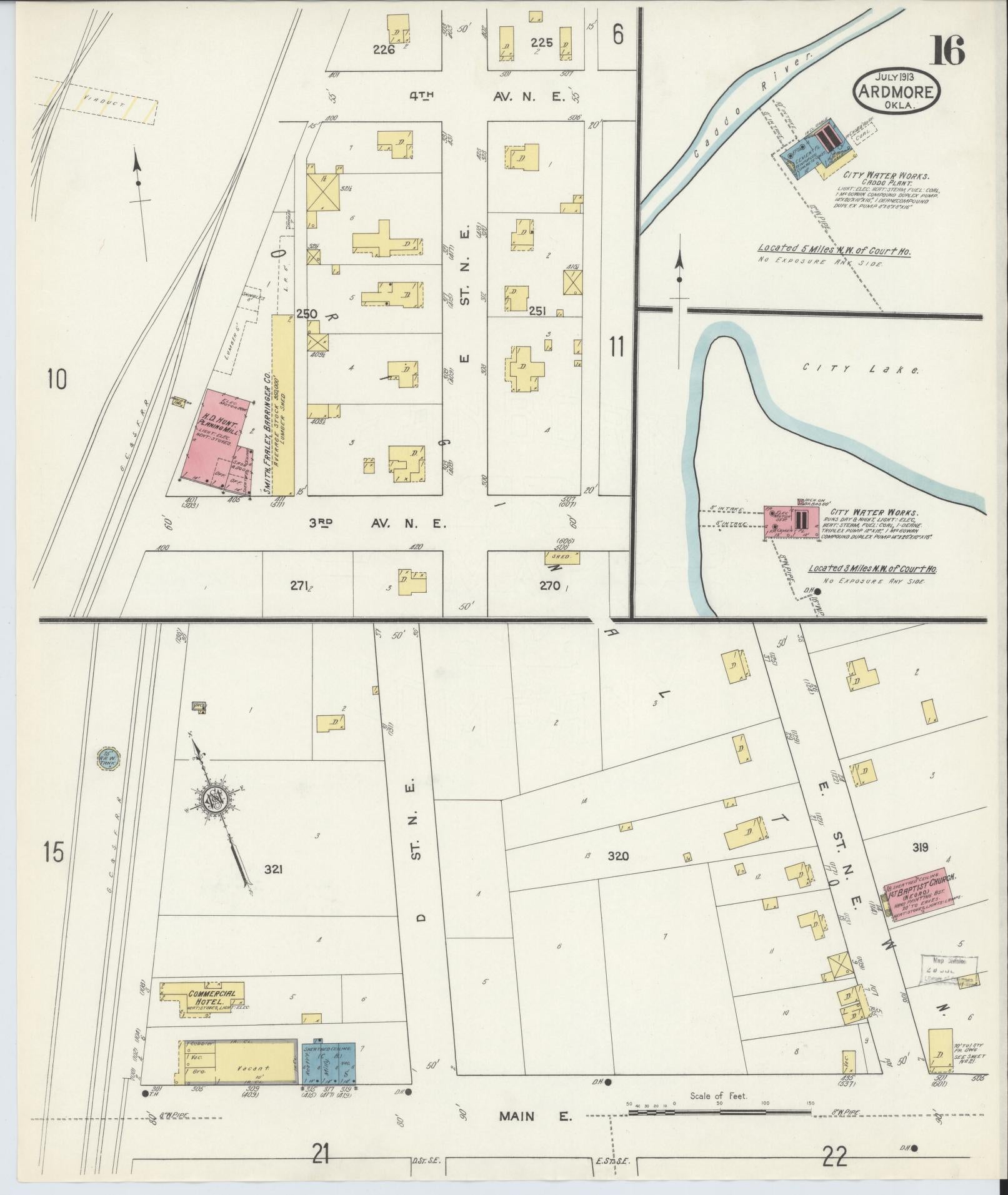Sanborn Fire Insurance Map from Ardmore, Carter County, Oklahoma (1913), Sheet #0016 - Complete Map Set gallery image, historic Sanborn map, vintage wall art, Oklahoma Oklahoma