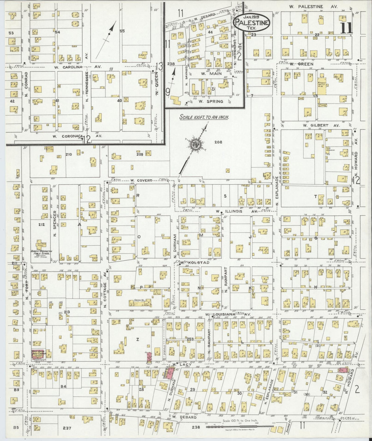 Sanborn Fire Insurance Map from Palestine, Anderson County, Texas (1919), Sheet #0011 - Complete Map Set gallery image, historic Sanborn map, vintage wall art, Texas Texas