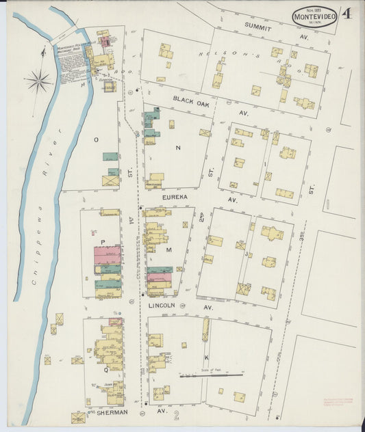 Sanborn Fire Insurance Map from Montevideo, Chippewa County, Minnesota (1893), Sheet #0004 - Historic Sanborn Fire Insurance Map Print, vintage old map wall art, antique decor, genealogy gift, Minnesota Minnesota map