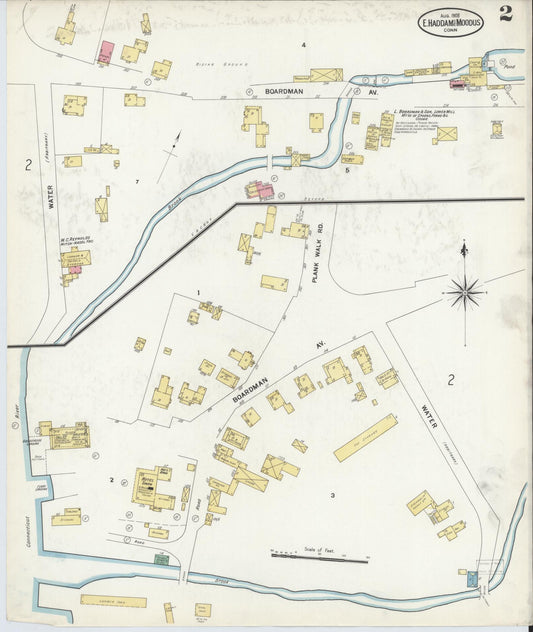 Sanborn Fire Insurance Map from East Haddam, Middlesex County, Connecticut (1908), Sheet #0002 - Historic Sanborn Fire Insurance Map Print, vintage old map wall art, antique decor, genealogy gift, Connecticut Connecticut map