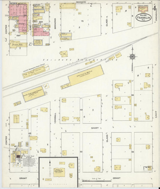 Sanborn Fire Insurance Map from Franklin, Robertson County, Texas (1916), Sheet #0004 - Historic Sanborn Fire Insurance Map Print, vintage old map wall art, antique decor, genealogy gift, Texas Texas map