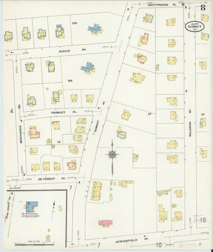 Sanborn Fire Insurance Map from Summit, Union County, New Jersey (1911), Sheet #0008 - Complete Map Set gallery image, historic Sanborn map, vintage wall art, New Jersey New Jersey