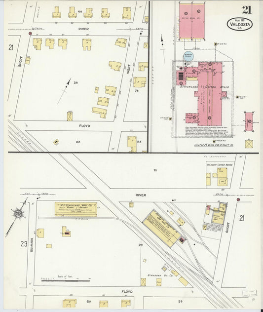 Sanborn Fire Insurance Map from Valdosta, Lowndes County, Georgia (1911), Sheet #0021 - Historic Sanborn Fire Insurance Map Print, vintage old map wall art, antique decor, genealogy gift, Georgia Georgia map