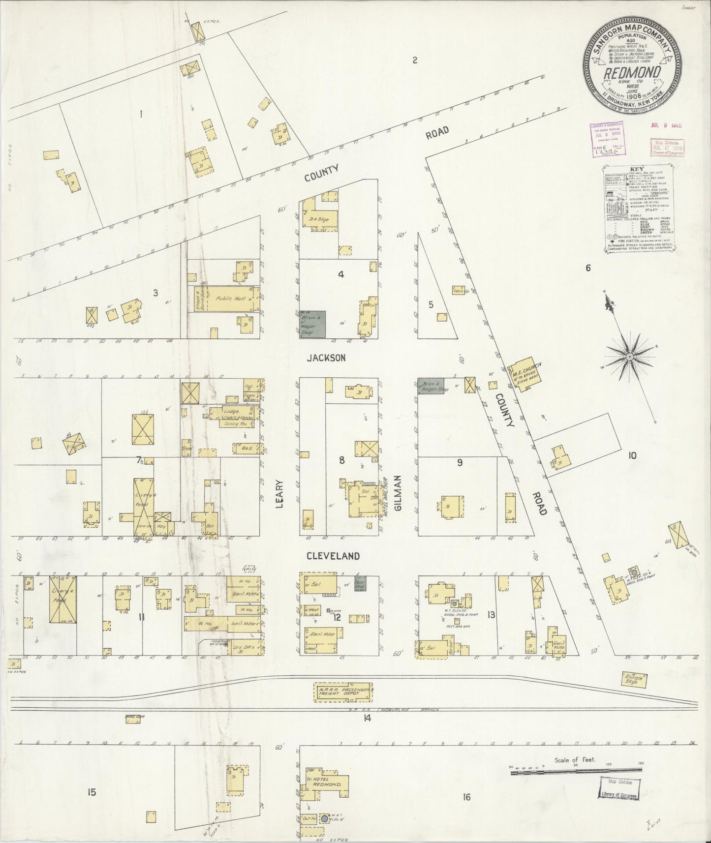 Sanborn Fire Insurance Map from Redmond, King County, Washington (1908), Sheet #0001 - Historic Sanborn Fire Insurance Map Print, vintage old map wall art, antique decor, genealogy gift, Washington Washington map