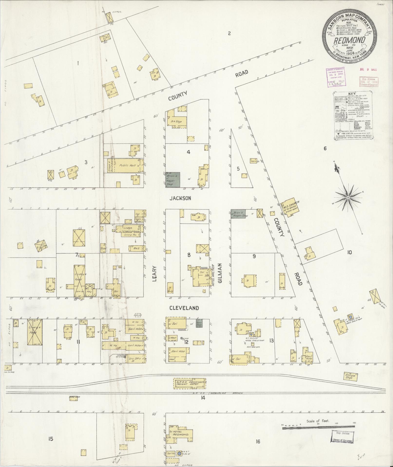 Sanborn Fire Insurance Map from Redmond, King County, Washington (1908), Sheet #0001 - Historic Sanborn Fire Insurance Map Print, vintage old map wall art, antique decor, genealogy gift, Washington Washington map