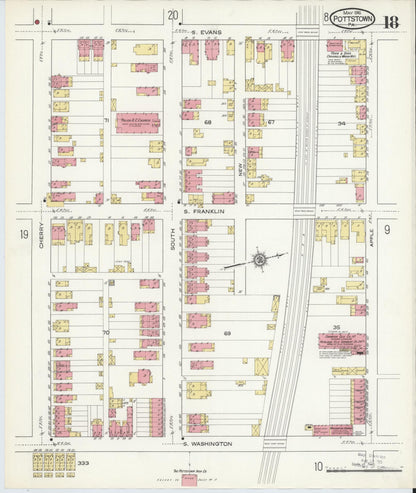 Sanborn Fire Insurance Map from Pottstown, Montgomery County, Pennsylvania (1916), Sheet #0018 - Complete Map Set gallery image, historic Sanborn map, vintage wall art, Pennsylvania Pennsylvania