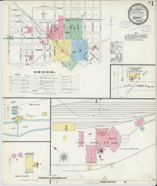 Sanborn Fire Insurance Map from Amboy, Lee County, Illinois (1897), Sheet #0001 - Historic Sanborn Fire Insurance Map Print, vintage old map wall art, antique decor, genealogy gift, Illinois Illinois map