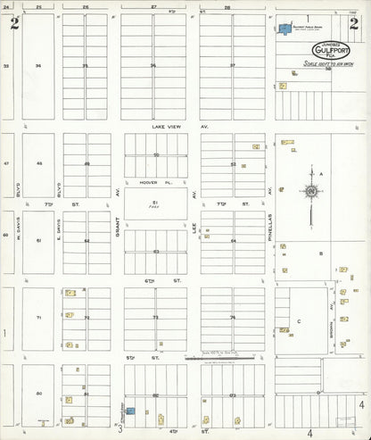 Sanborn Fire Insurance Map from Gulfport, Pinellas County, Florida (1923), Sheet #0002 - Complete Map Set gallery image, historic Sanborn map, vintage wall art, Florida Florida