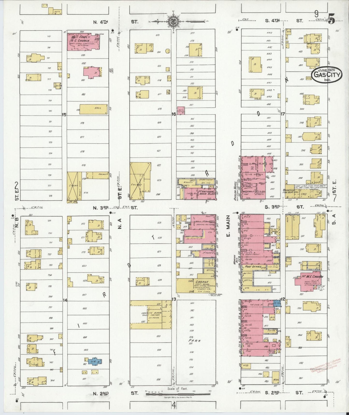 Sanborn Fire Insurance Map from Gas City, Grant County, Indiana (1920), Sheet #0005 - Historic Sanborn Fire Insurance Map Print, vintage old map wall art, antique decor, genealogy gift, Indiana Indiana map