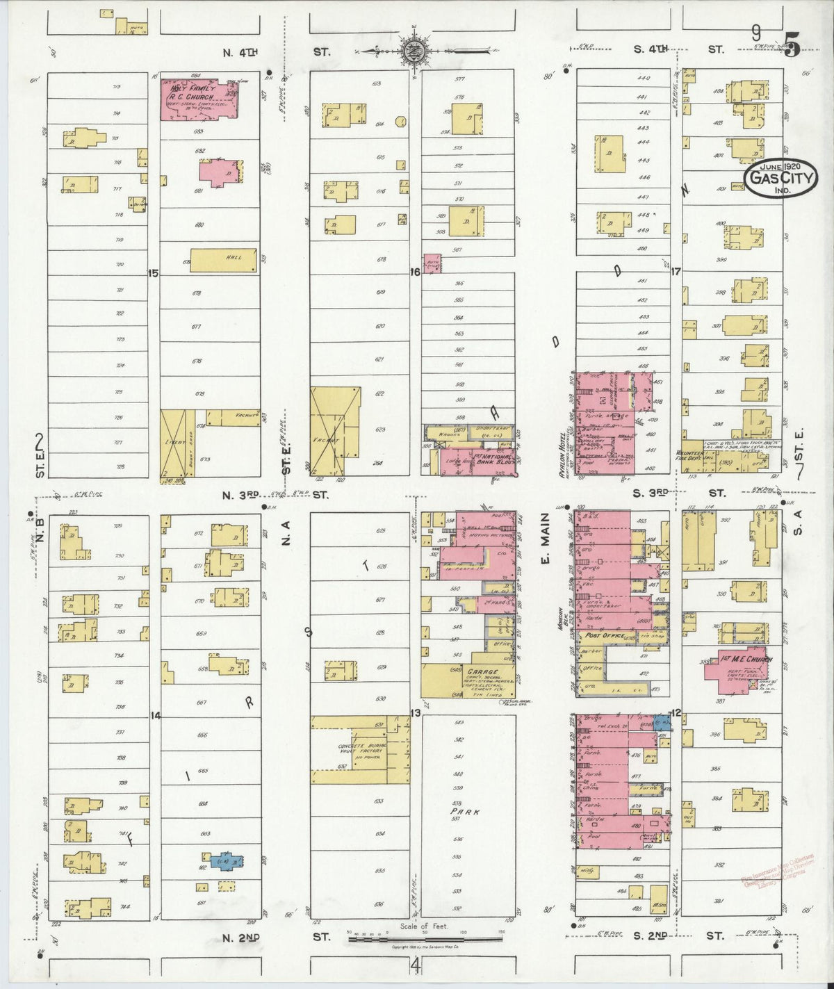 Sanborn Fire Insurance Map from Gas City, Grant County, Indiana (1920), Sheet #0005 - Historic Sanborn Fire Insurance Map Print, vintage old map wall art, antique decor, genealogy gift, Indiana Indiana map