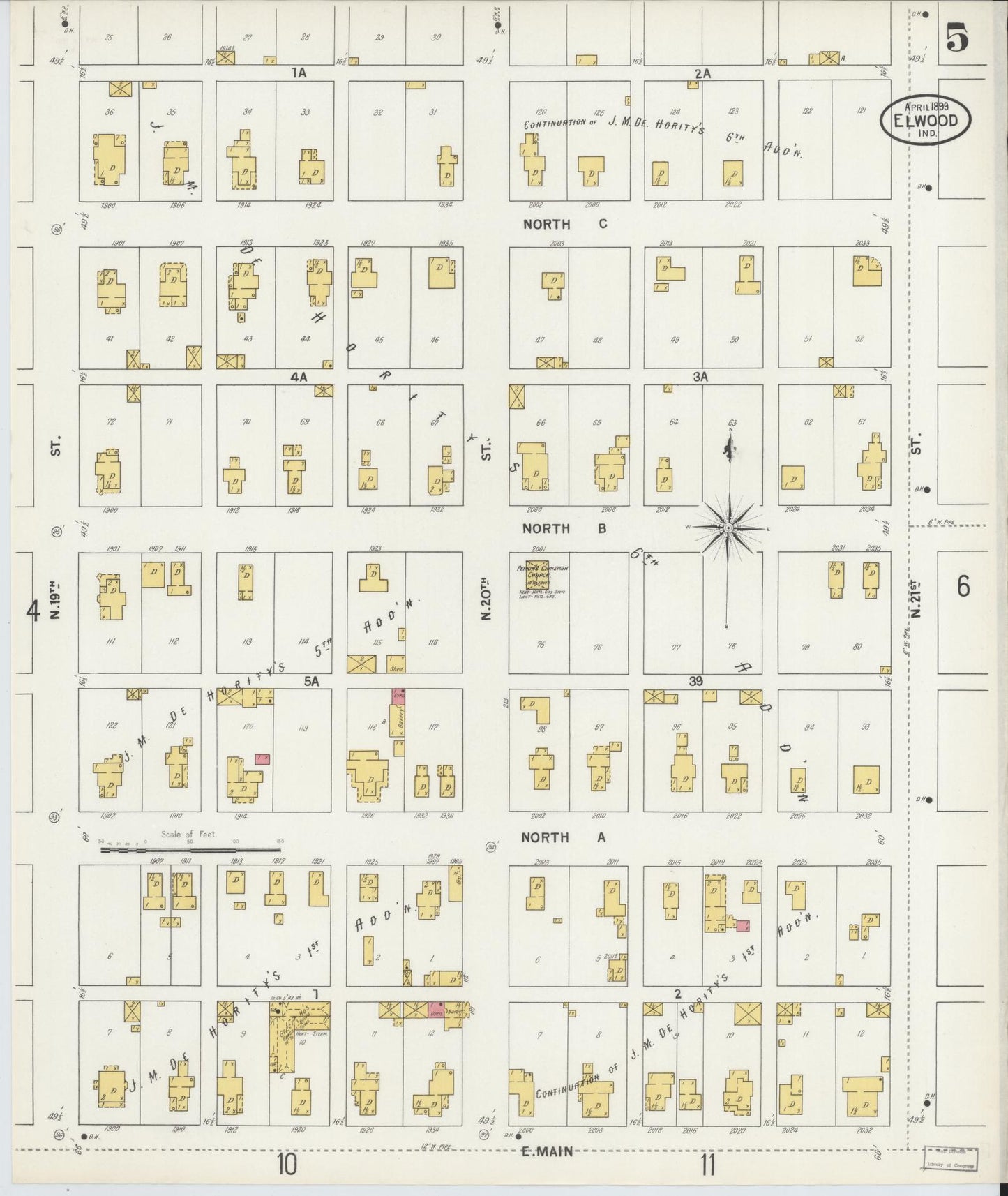 Sanborn Fire Insurance Map from Elwood, Madison County, Indiana (1899), Sheet #0005 - Historic Sanborn Fire Insurance Map Print, vintage old map wall art, antique decor, genealogy gift, Indiana Indiana map