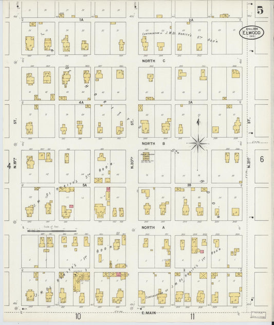Sanborn Fire Insurance Map from Elwood, Madison County, Indiana (1899), Sheet #0005 - Historic Sanborn Fire Insurance Map Print, vintage old map wall art, antique decor, genealogy gift, Indiana Indiana map