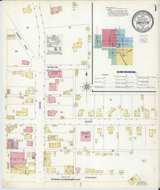 Sanborn Fire Insurance Map from Owenton, Owen County, Kentucky. (1908) – Historic Sanborn Fire Insurance Map Print