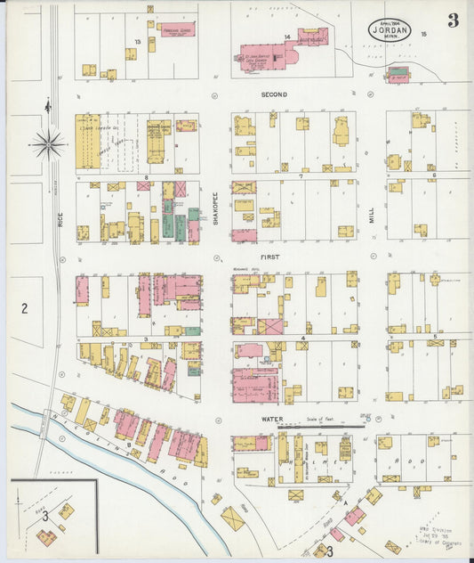 Sanborn Fire Insurance Map from Jordan, Scott County, Minnesota (1904), Sheet #0003 - Historic Sanborn Fire Insurance Map Print, vintage old map wall art, antique decor, genealogy gift, Minnesota Minnesota map