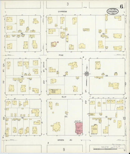 Sanborn Fire Insurance Map from Orange, Orange County, Texas (1914), Sheet #0006 - Complete Map Set gallery image, historic Sanborn map, vintage wall art, Texas Texas