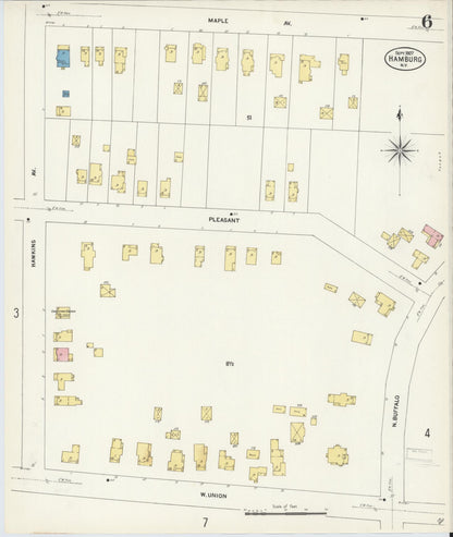 Sanborn Fire Insurance Map from Hamburg, Erie County, New York (1907), Sheet #0006 - Complete Map Set gallery image, historic Sanborn map, vintage wall art, New York New York