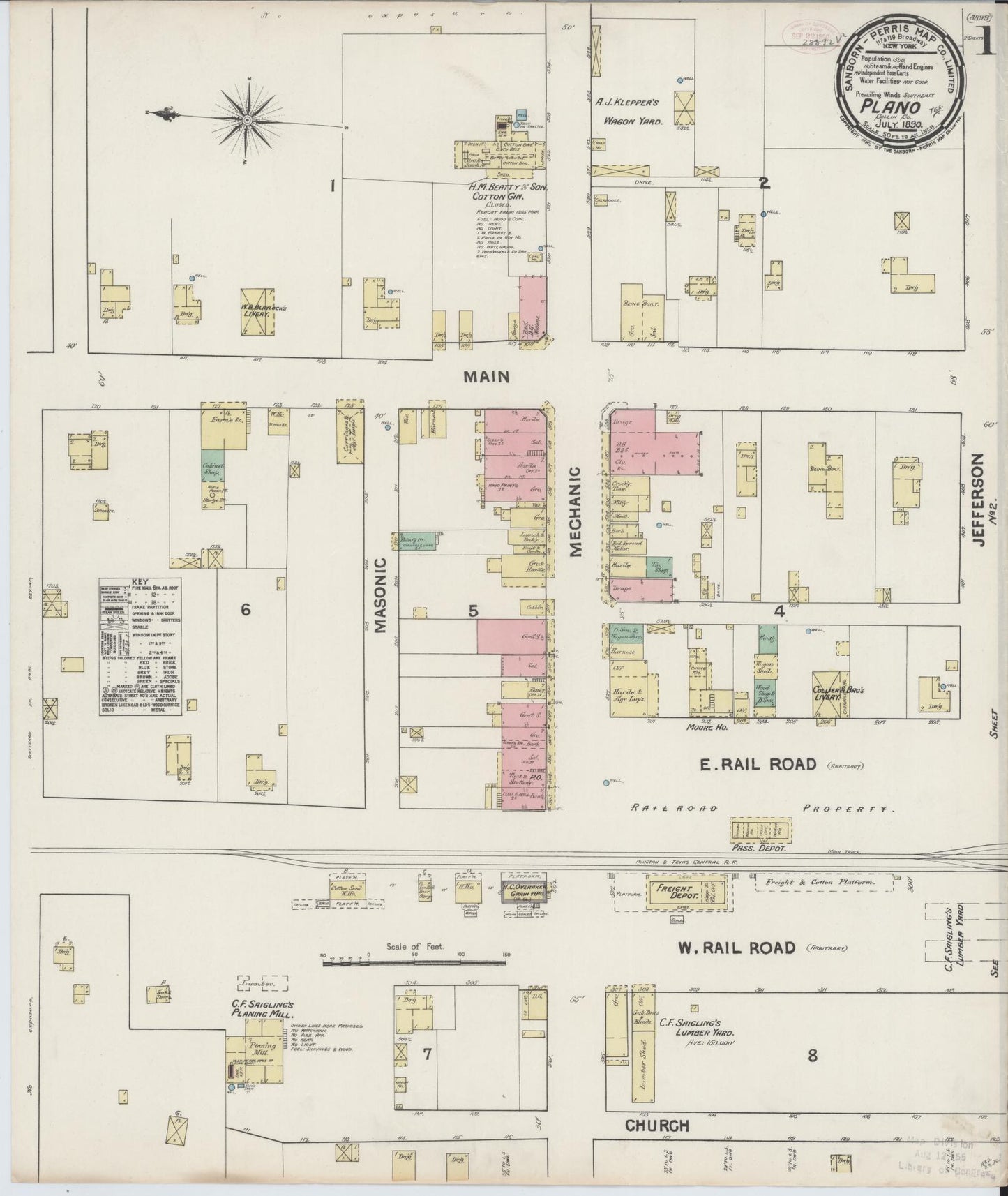 Sanborn Fire Insurance Map from Plano, Collin County, Texas (1890), Sheet #0001 - Historic Sanborn Fire Insurance Map Print, vintage old map wall art, antique decor, genealogy gift, Texas Texas map