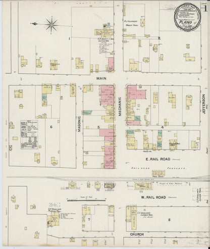 Sanborn Fire Insurance Map from Plano, Collin County, Texas (1890), Sheet #0001 - Historic Sanborn Fire Insurance Map Print, vintage old map wall art, antique decor, genealogy gift, Texas Texas map