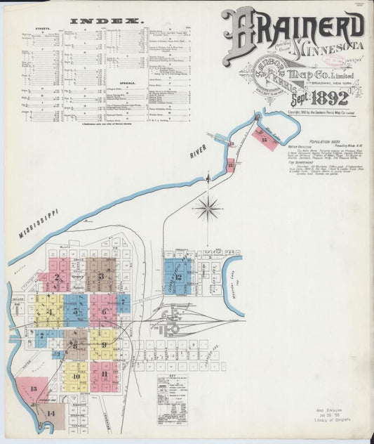 Sanborn Fire Insurance Map from Brainerd, Crow Wing County, Minnesota. (1892) – Map View