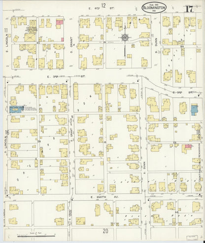 Sanborn Fire Insurance Map from Bloomington, Monroe County, Indiana (1913), Sheet #0017 - Complete Map Set gallery image, historic Sanborn map, vintage wall art, Indiana Indiana