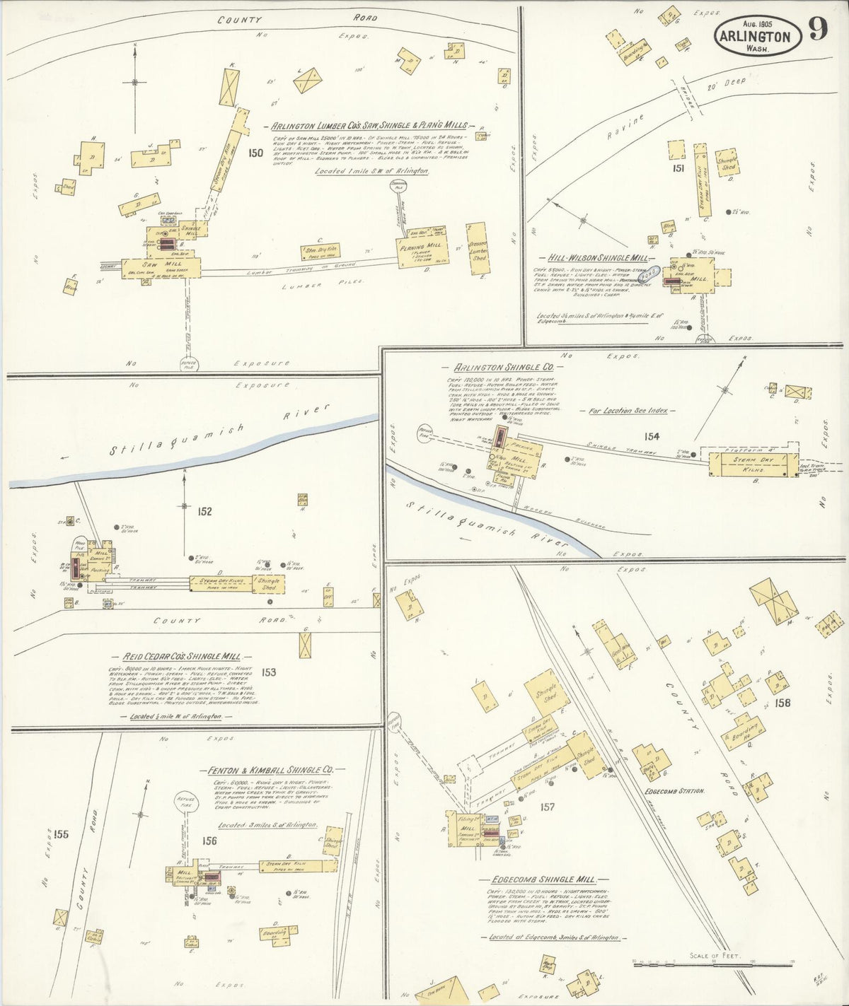 Sanborn Fire Insurance Map from Arlington, Snohomish County, Washington (1905), Sheet #0009 - Complete Map Set gallery image, historic Sanborn map, vintage wall art, Washington Washington