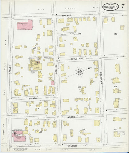 Sanborn Fire Insurance Map from Willimantic, Windham County, Connecticut (1892), Sheet #0007 - Complete Map Set gallery image, historic Sanborn map, vintage wall art, Connecticut Connecticut