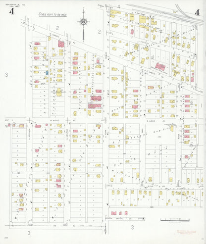 Sanborn Fire Insurance Map from Bensenville, Dupage County, Illinois (1933), Sheet #0004 - Complete Map Set gallery image, historic Sanborn map, vintage wall art, Illinois Illinois