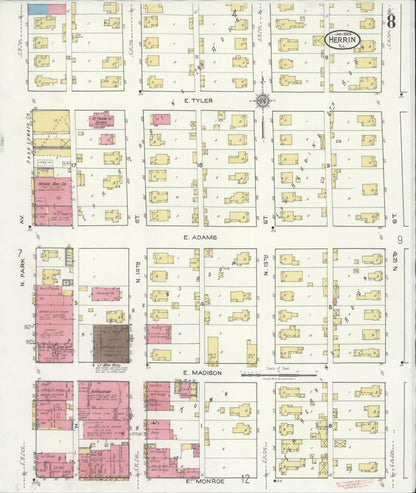 Sanborn Fire Insurance Map from Herrin, Williamson County, Illinois (1922), Sheet #0008 - Complete Map Set gallery image, historic Sanborn map, vintage wall art, Illinois Illinois