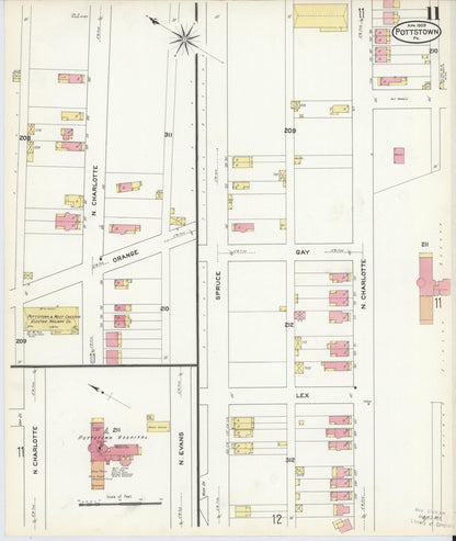 Sanborn Fire Insurance Map from Pottstown, Montgomery County, Pennsylvania (1909), Sheet #0011 - Complete Map Set gallery image, historic Sanborn map, vintage wall art, Pennsylvania Pennsylvania