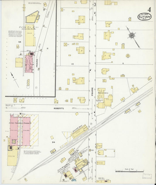 Sanborn Fire Insurance Map from Eutaw, Greene County, Alabama (1909), Sheet #0004 - Historic Sanborn Fire Insurance Map Print, vintage old map wall art, antique decor, genealogy gift, Alabama Alabama map
