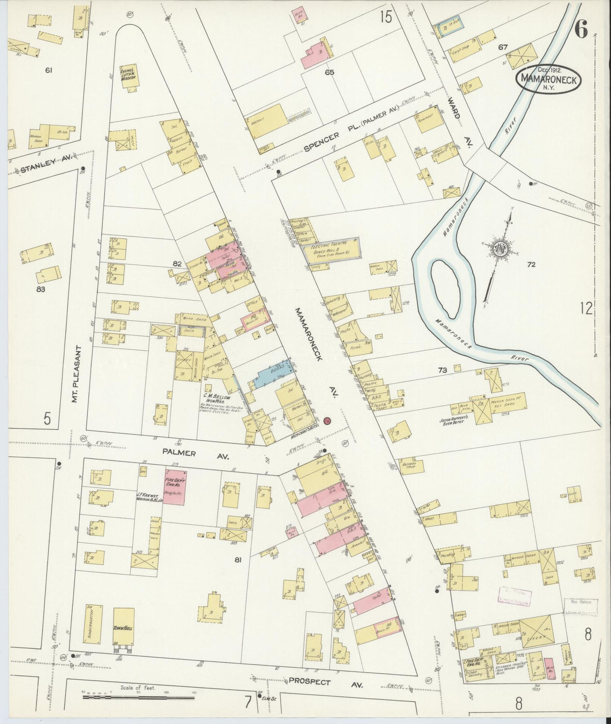 Sanborn Fire Insurance Map from Mamaroneck, Westchester County, New York (1912), Sheet #0005 - Complete Map Set gallery image, historic Sanborn map, vintage wall art, New York New York