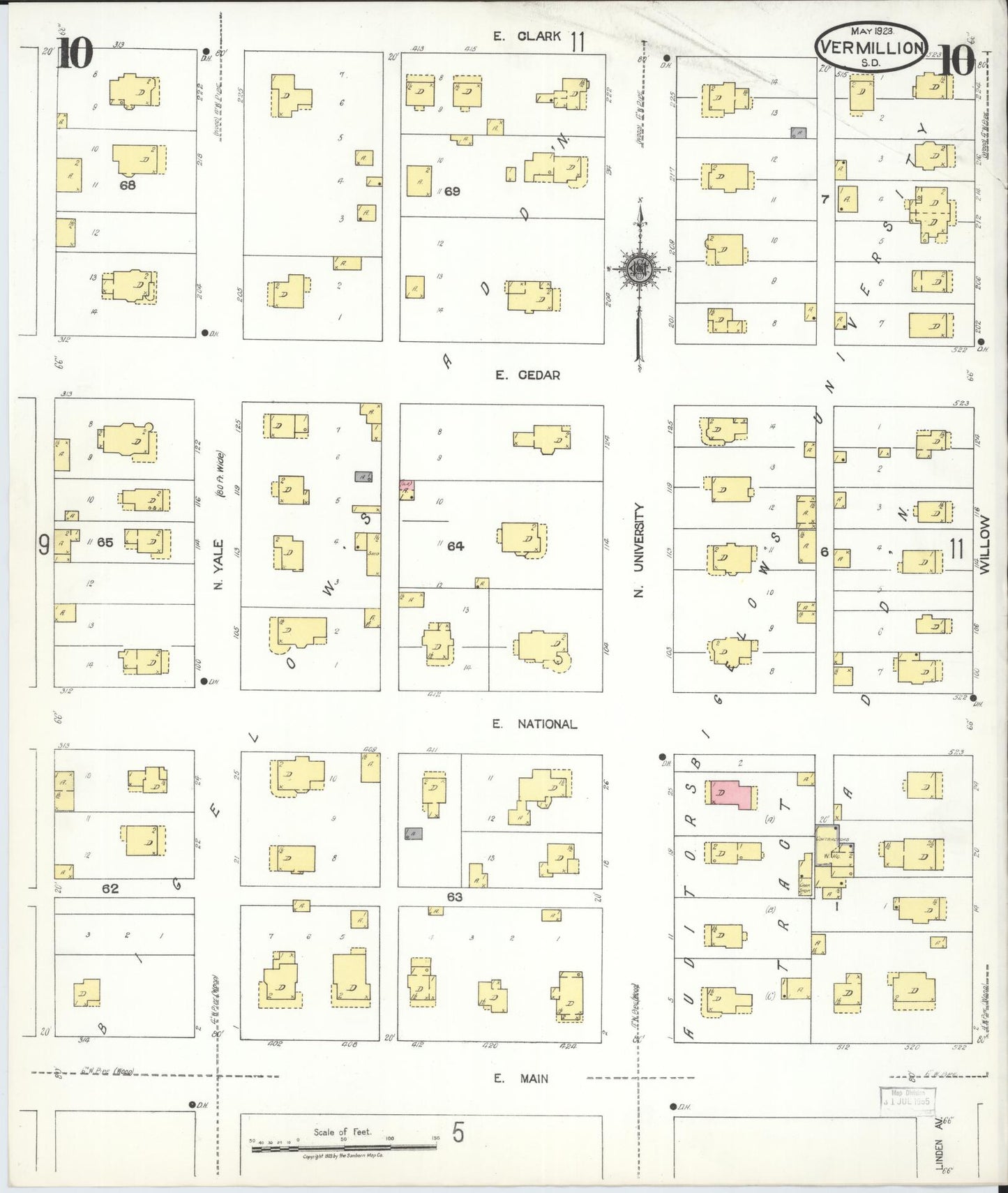 Sanborn Fire Insurance Map from Vermillion, Clay County, South Dakota (1923), Sheet #0010 - Complete Map Set gallery image, historic Sanborn map, vintage wall art, South Dakota South Dakota