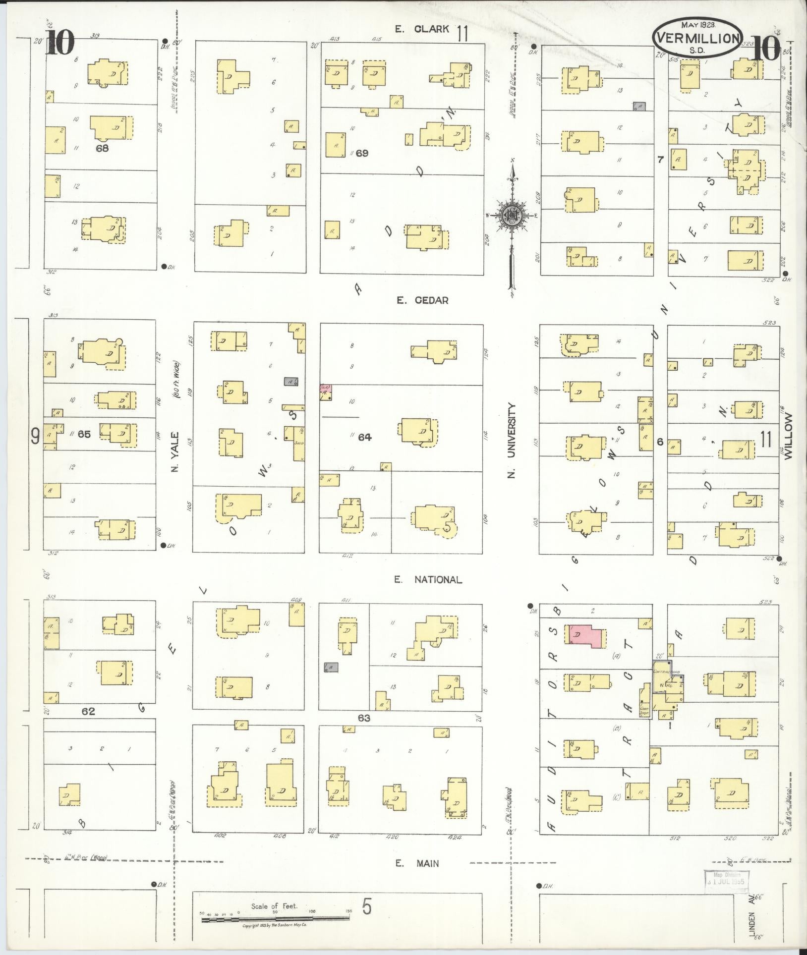 Sanborn Fire Insurance Map from Vermillion, Clay County, South Dakota (1923), Sheet #0010 - Complete Map Set gallery image, historic Sanborn map, vintage wall art, South Dakota South Dakota