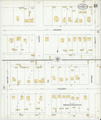 Sanborn Fire Insurance Map from San Angelo, Tom Green County, Texas (1904), Sheet #0013 - Complete Map Set gallery image, historic Sanborn map, vintage wall art, Texas Texas