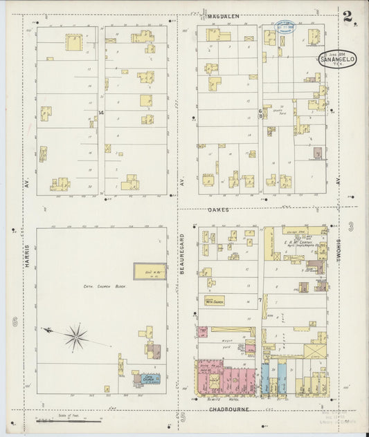 Sanborn Fire Insurance Map from San Angelo, Tom Green County, Texas (1894), Sheet #0002 - Historic Sanborn Fire Insurance Map Print, vintage old map wall art, antique decor, genealogy gift, Texas Texas map