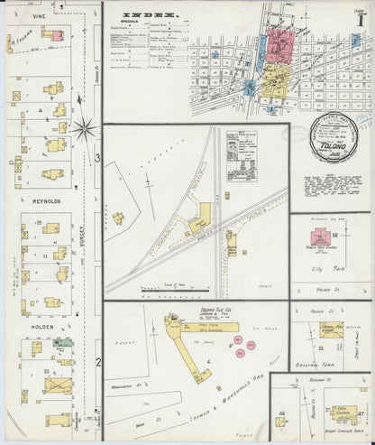 Sanborn Fire Insurance Map from Tolono, Champaign County, Illinois (1898), Sheet #0001 - Historic Sanborn Fire Insurance Map Print, vintage old map wall art, antique decor, genealogy gift, Illinois Illinois map