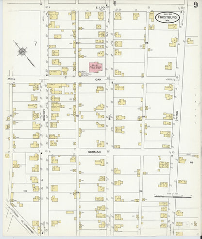 Sanborn Fire Insurance Map from Frostburg, Allegany County, Maryland (1910), Sheet #0009 - Complete Map Set gallery image, historic Sanborn map, vintage wall art, Maryland Maryland