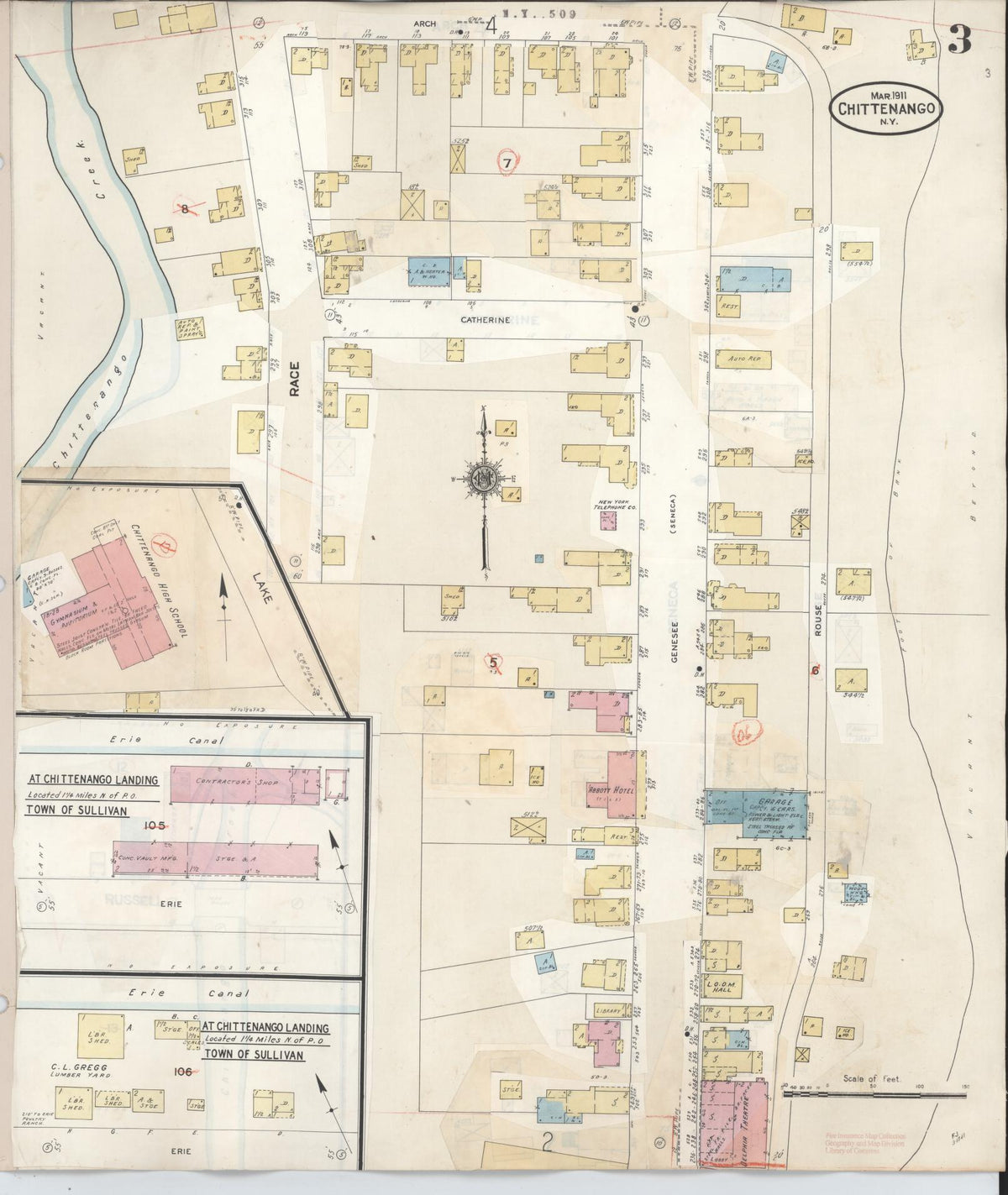 Sanborn Fire Insurance Map from Chittenango, Madison County, New York (1951), Sheet #0003 - Complete Map Set gallery image, historic Sanborn map, vintage wall art, New York New York