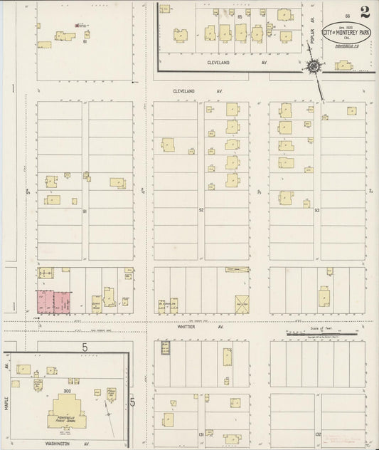 Sanborn Fire Insurance Map from Monterey Park, Los Angeles County, California (1920), Sheet #0002 - Historic Sanborn Fire Insurance Map Print, vintage old map wall art, antique decor, genealogy gift, California California map