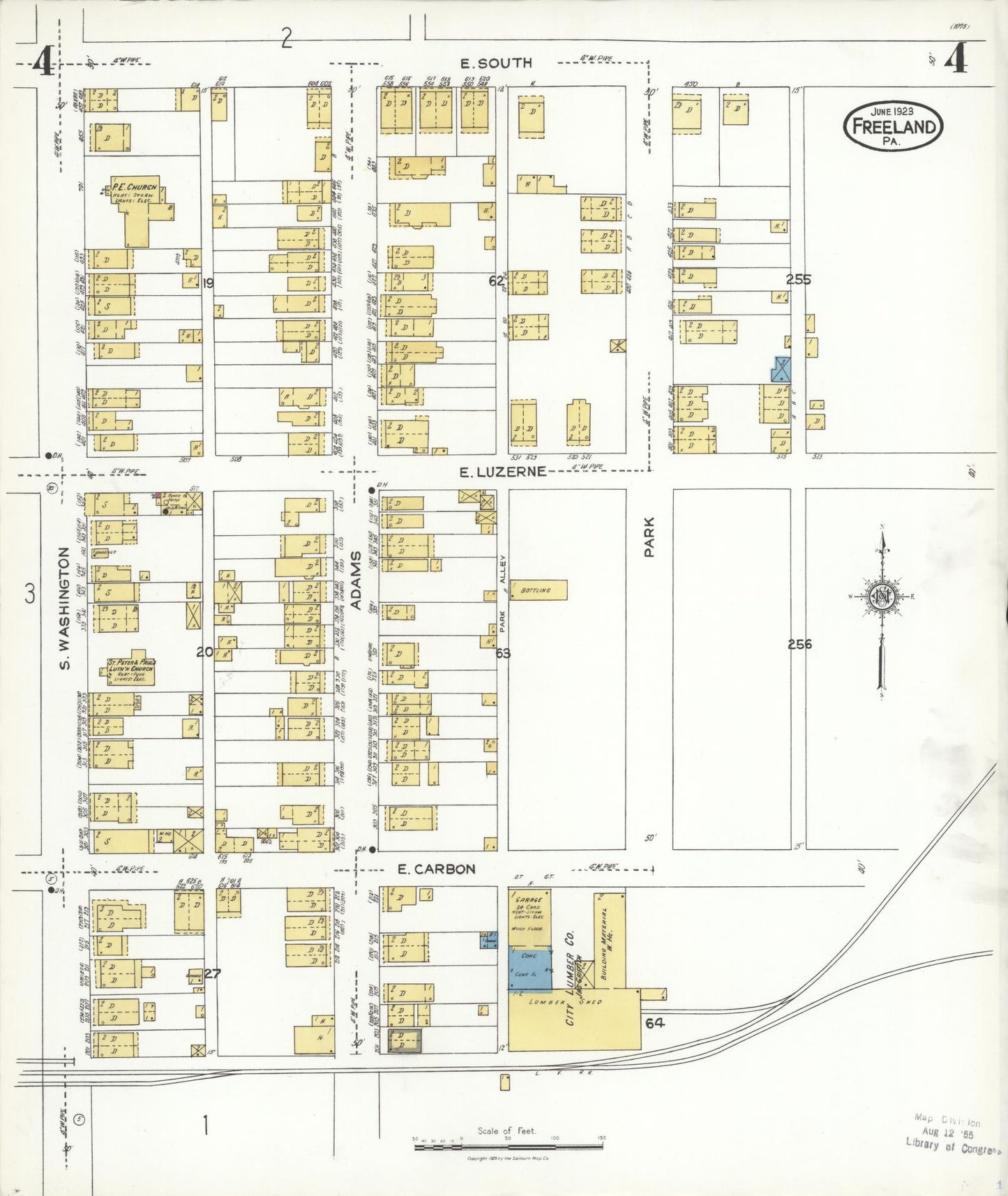 Sanborn Fire Insurance Map from Freeland, Luzerne County, Pennsylvania (1923), Sheet #0004 - Historic Sanborn Fire Insurance Map Print, vintage old map wall art, antique decor, genealogy gift, Pennsylvania Pennsylvania map