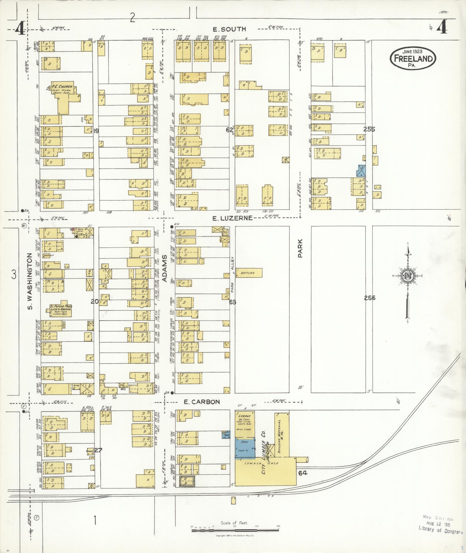 Sanborn Fire Insurance Map from Freeland, Luzerne County, Pennsylvania (1923), Sheet #0004 - Historic Sanborn Fire Insurance Map Print, vintage old map wall art, antique decor, genealogy gift, Pennsylvania Pennsylvania map