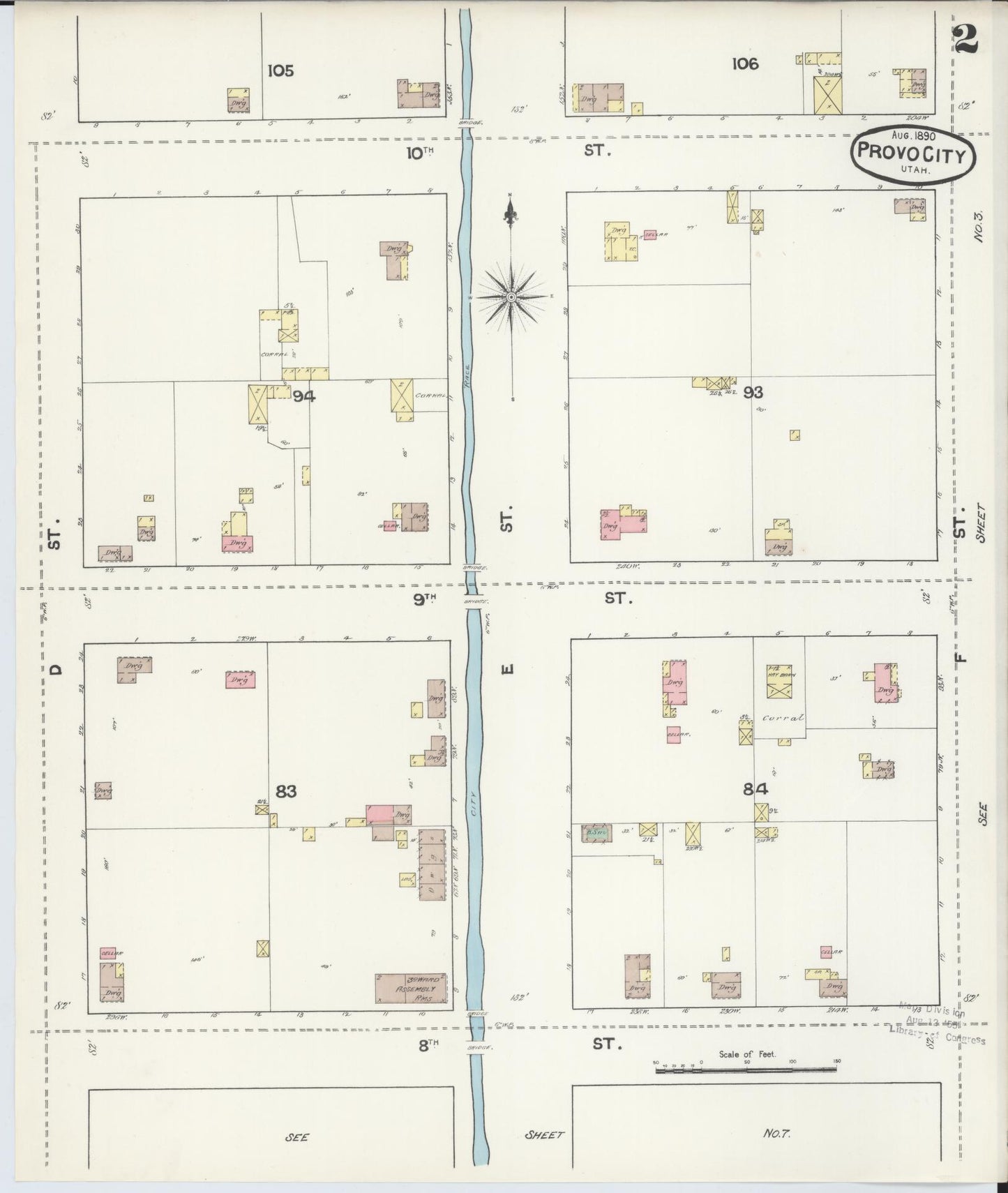 Sanborn Fire Insurance Map from Provo, Utah County, Utah (1890), Sheet #0002 - Complete Map Set gallery image, historic Sanborn map, vintage wall art, Provo Utah
