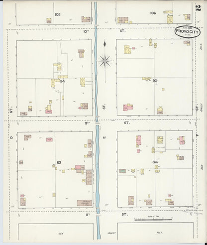 Sanborn Fire Insurance Map from Provo, Utah County, Utah (1890), Sheet #0002 - Complete Map Set gallery image, historic Sanborn map, vintage wall art, Provo Utah