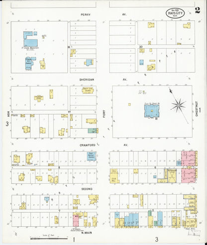 Sanborn Fire Insurance Map from Hays, Ellis County, Kansas (1899), Sheet #0002 - Complete Map Set gallery image, historic Sanborn map, vintage wall art, Kansas Kansas